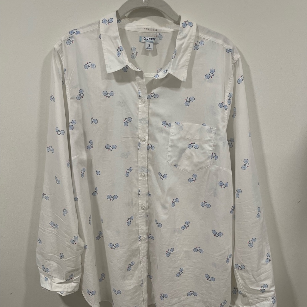 Old Navy Shirt with Blue Bicycle Print